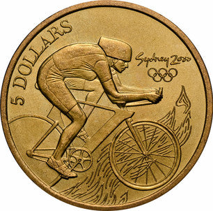 2000 (1998) Sydney Olympics 'Cyclist' $5 Coin PCGS Grade MS69