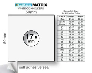 MATRIX 17.5mm Self-Adhesive Coin Holders 2x2 Pack of 25