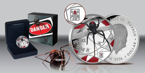 2026 Deadly & Dangerous $1 Redback Spider 20th Anniversary Privy Mark 1oz Silver Proof Coin