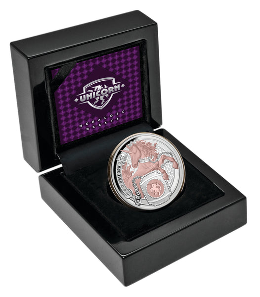 2026 Heraldic Beasts $1 Unicorn Rose Gold-plated 1oz Silver Proof Coin