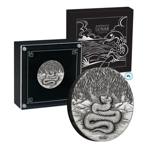 2025 Australian Lunar Series III Year of the Snake 2oz Silver Antiqued Coin