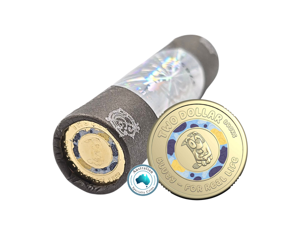 2026 Bluey 'For Real Life' $2 Cotton & Co Coin Roll with Protective Tube