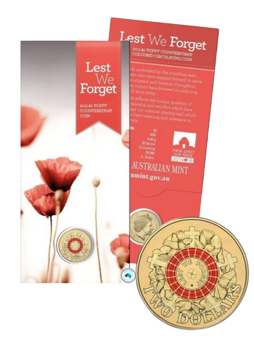 2015 Lest We Forget $2 Counterstamp Coin in Card