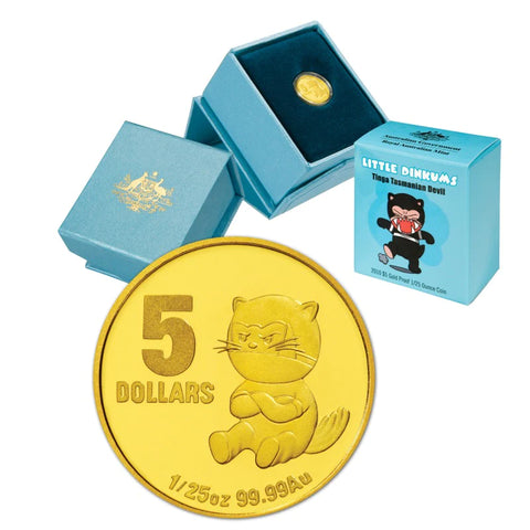 2010 Little Dinkums 'Tinga Tasmanian Devil' 1/25oz $5 Gold Proof Coin