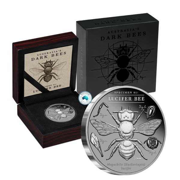 2026 Australia's Dark Bees 'Lucifer Bee' 2oz Black Silver Proof Coin