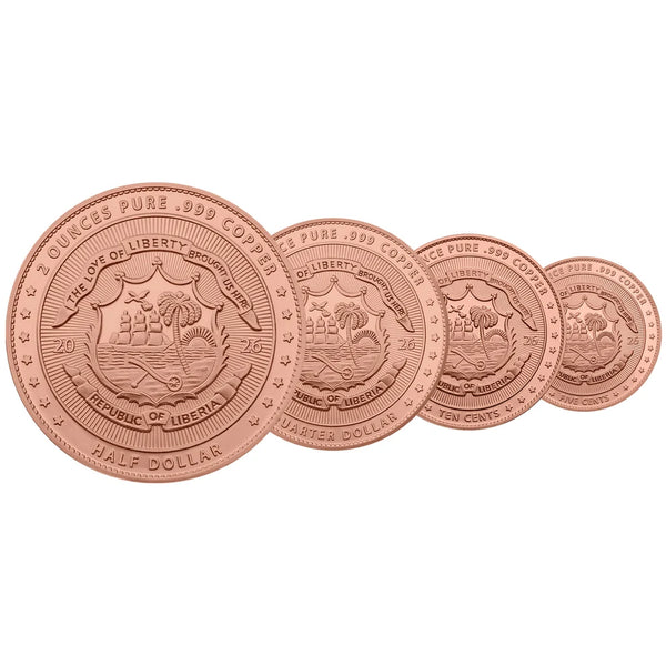 2026 Liberia Vintage Libertad 4-Coin 3.75oz Fractional Copper Set