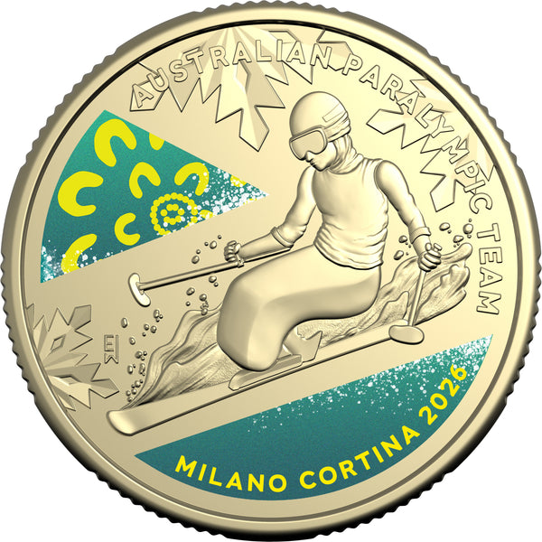 2026 Winter Paralympics $1 Coloured Coin on Card