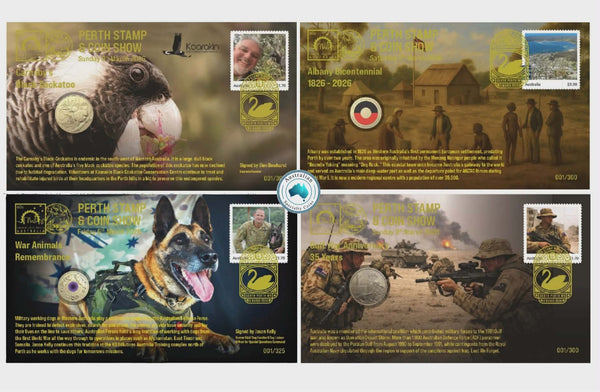 2026 Perth Stamp and Coin Show PNC Set of 4 Limited Edition Covers