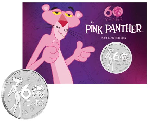 2024 Pink Panther™ 60th Anniversary 1oz Silver Coin in Card