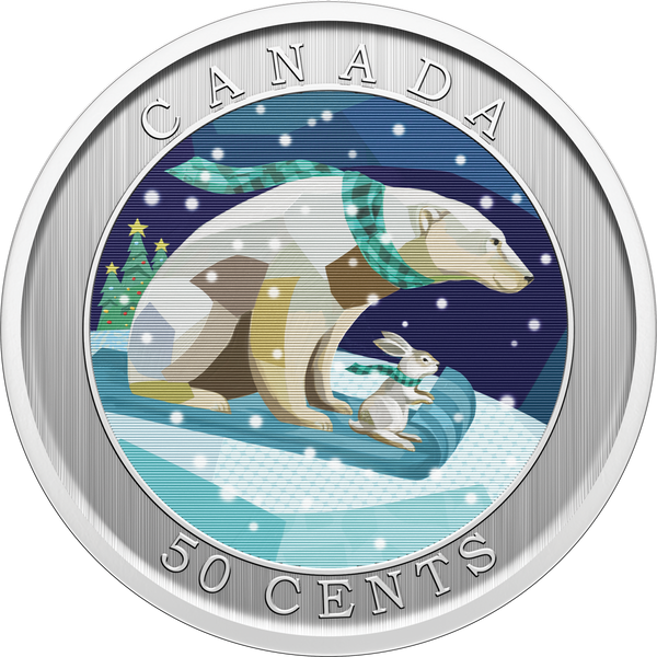 2023 Canadian Mint Lenticular 'Holiday Sledding' - 50c Coloured Coin