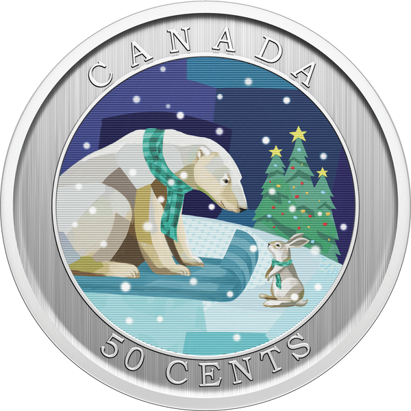 2023 Canadian Mint Lenticular 'Holiday Sledding' - 50c Coloured Coin