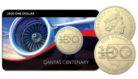 2020 Qantas Centenary $1 Al/Br Coin Pack (New Card Design)