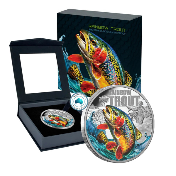 2027 Rainbow Trout 1oz Silver Coloured Proof Coin