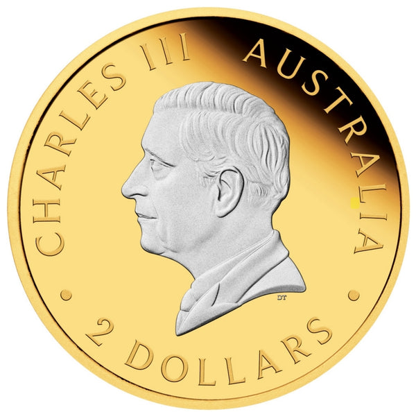 2024 Australian Kangaroo $2 Gold-plated 2oz Silver Brilliant Uncirculated Coin