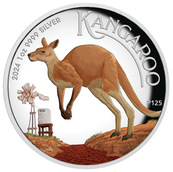 2024 Australian Kangaroo $1 Coloured 1oz Silver Proof High Relief Coin