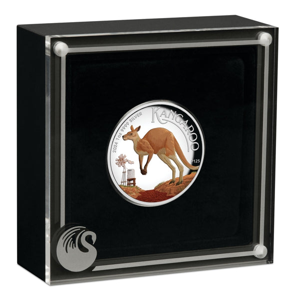 2024 Australian Kangaroo $1 Coloured 1oz Silver Proof High Relief Coin