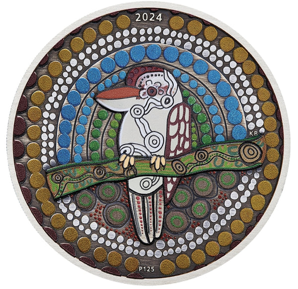 2024 Kookaburra Kaa Kaa 2oz Silver Antiqued Coloured Coin