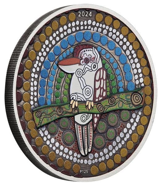 2024 Kookaburra Kaa Kaa 2oz Silver Antiqued Coloured Coin