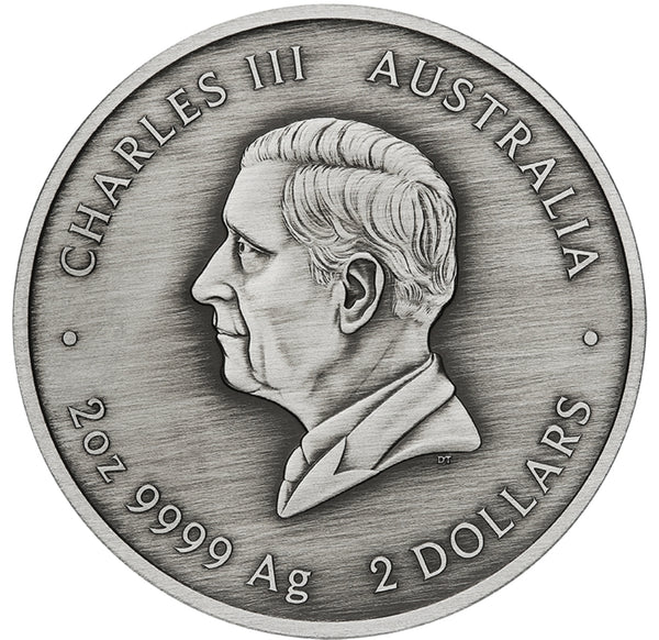 2024 Kookaburra Kaa Kaa 2oz Silver Antiqued Coloured Coin