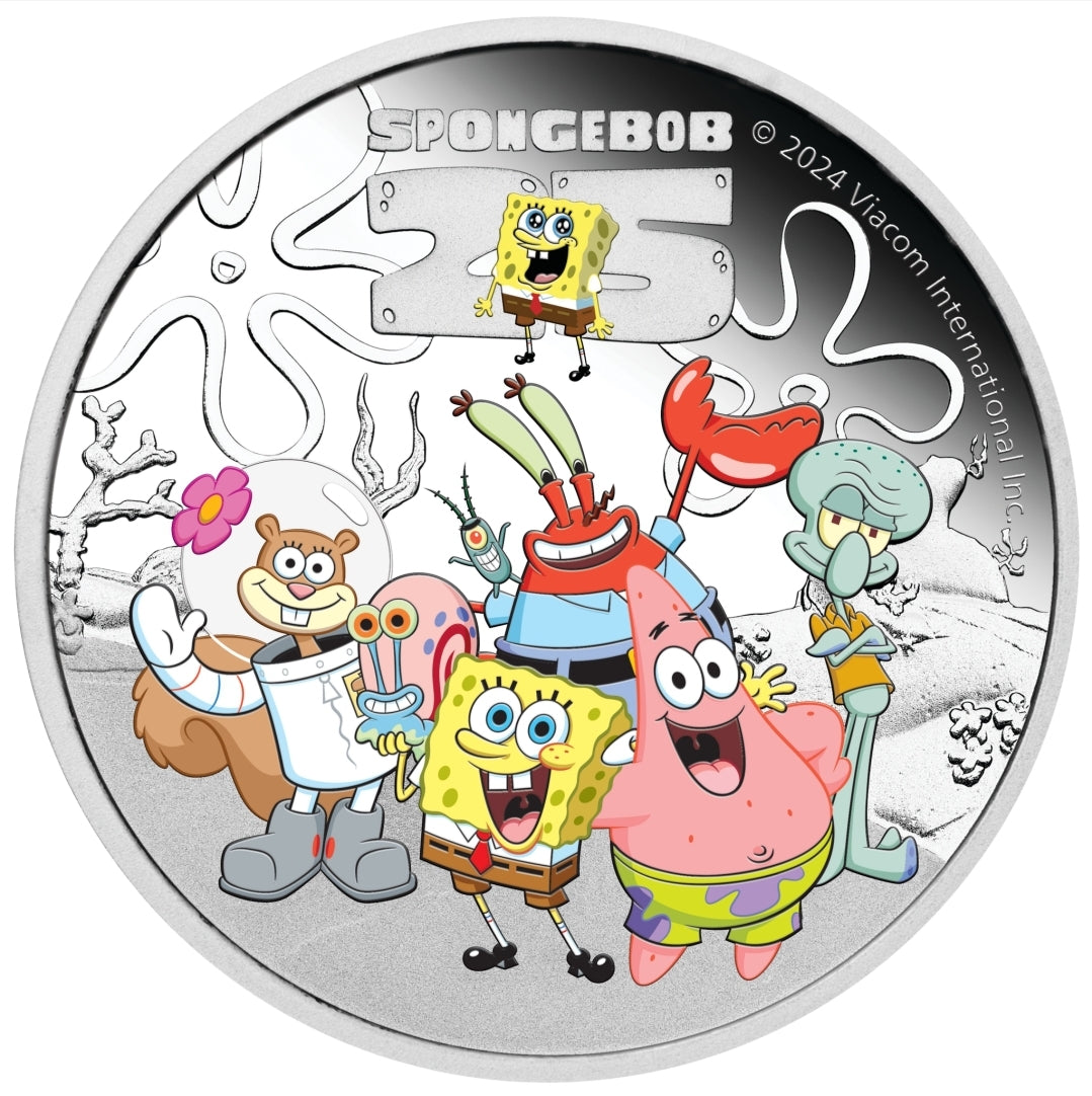 2024 SpongeBob SquarePants 'Spongebob & Friends' 1oz Silver Proof Coloured Coin