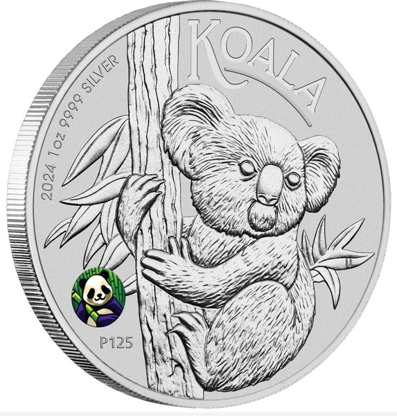 2024 BICE Australian Koala with Panda Privy 1oz Silver Coloured Coin