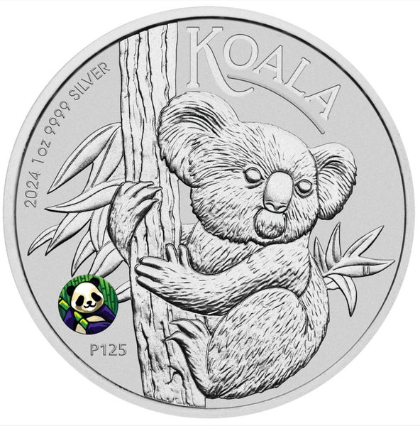 2024 BICE Australian Koala with Panda Privy 1oz Silver Coloured Coin