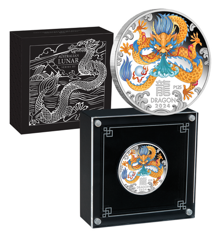 2024 Year of the Dragon 1oz Silver Proof Coloured Coin