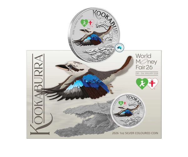 2026 World Money Fair 'Australian Kookaburra with Double Ampelmann Privy' 1oz Silver Coloured Coin
