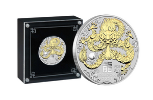 2024 Year of the Dragon 1oz Silver Gilded Proof Coin