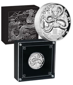 2024 Year of the Dragon 1oz Silver Hi Relief Proof Coin