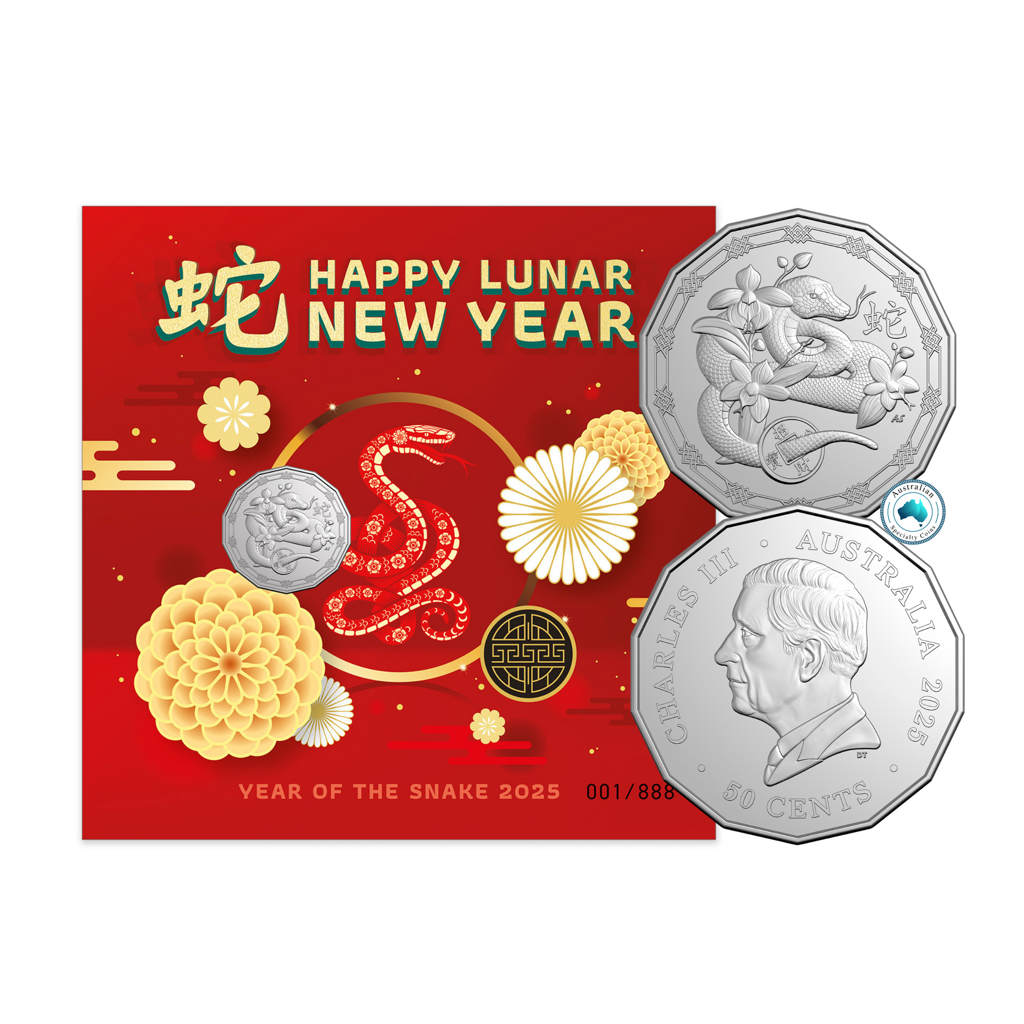 2025 Lunar Year of the Snake Coin & Greeting Card Set