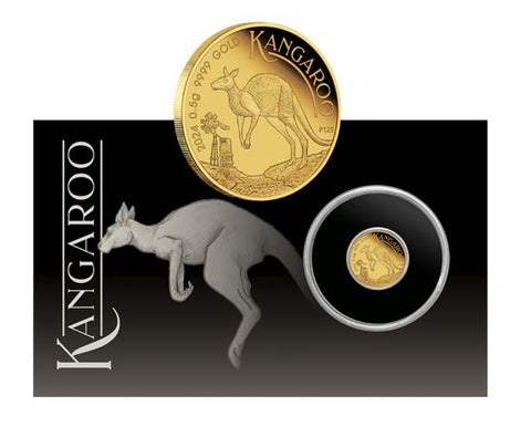2024 Mini Roo 0.5g Gold Proof $2 Coin in Card