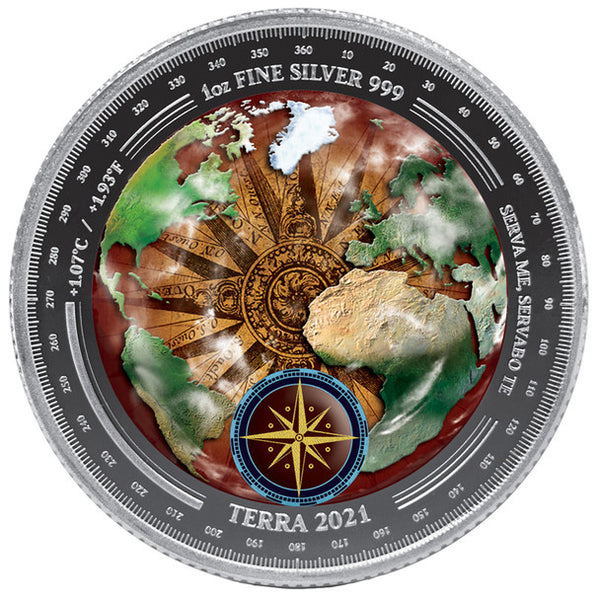 2021 Tokelau - Terra 1oz .999 Silver BU Coin - Colorized (Brown)