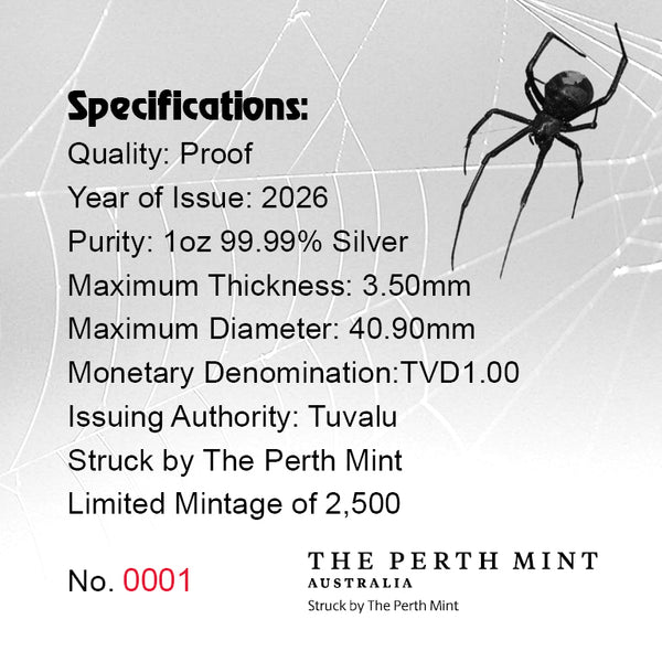 2026 Deadly & Dangerous $1 Redback Spider 20th Anniversary Privy Mark 1oz Silver Proof Coin