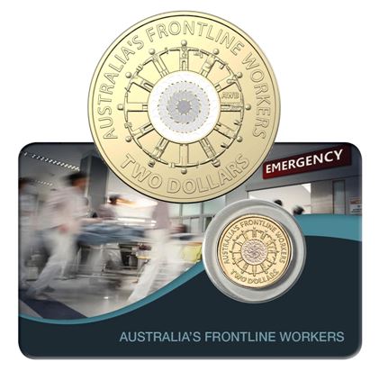 2022 Frontline Workers $2 Coloured Uncirculated Coin on Card - New Design Card