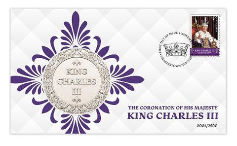 2023 The Coronation of His Majesty King Charles Stamp and Silver Plated Medallion Cover