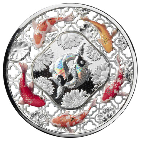 2023 Koi Fish Filigree $5 2oz Silver Prooflike Coin