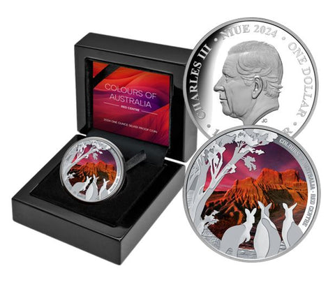 2024 Colours of Australia 'Red Centre' 1oz Silver Coloured Proof Coin