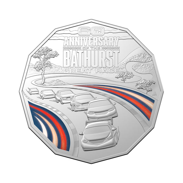 2023 Bathurst 60th Anniversary Coloured 50c Carded Coin