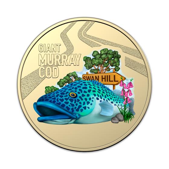 2023 Aussie Big Things Giant Murray Cod Coloured $1 Coin Postal Numismatic Cover (Single)