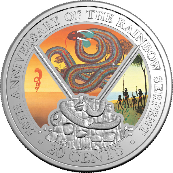 2025 Rainbow Serpent 50th Anniversary – Special Edition Book with 20c CuNi Coloured Uncirculated Coin
