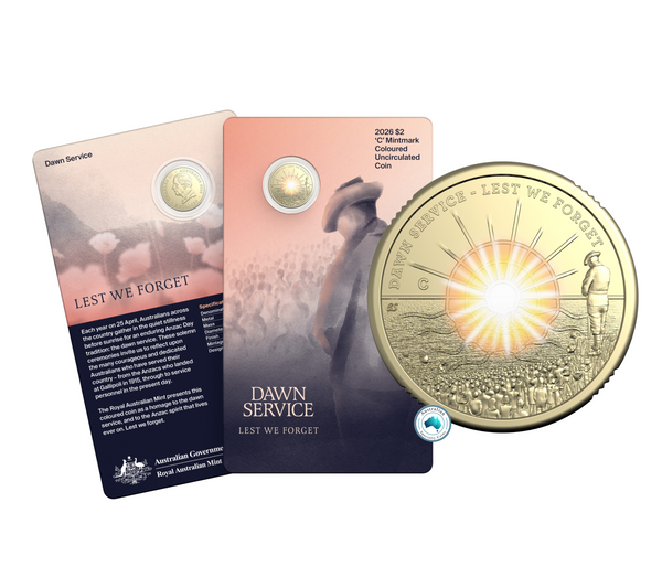 2026 Dawn Service $2 'C' Mintmark Coin on Card
