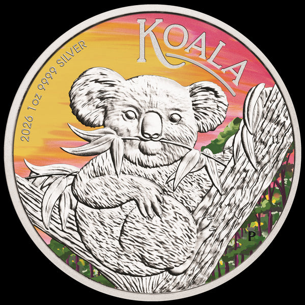 2026 Auatralian Koala 1oz Silver Coloured Coin on Card (Brisbane Money Expo)