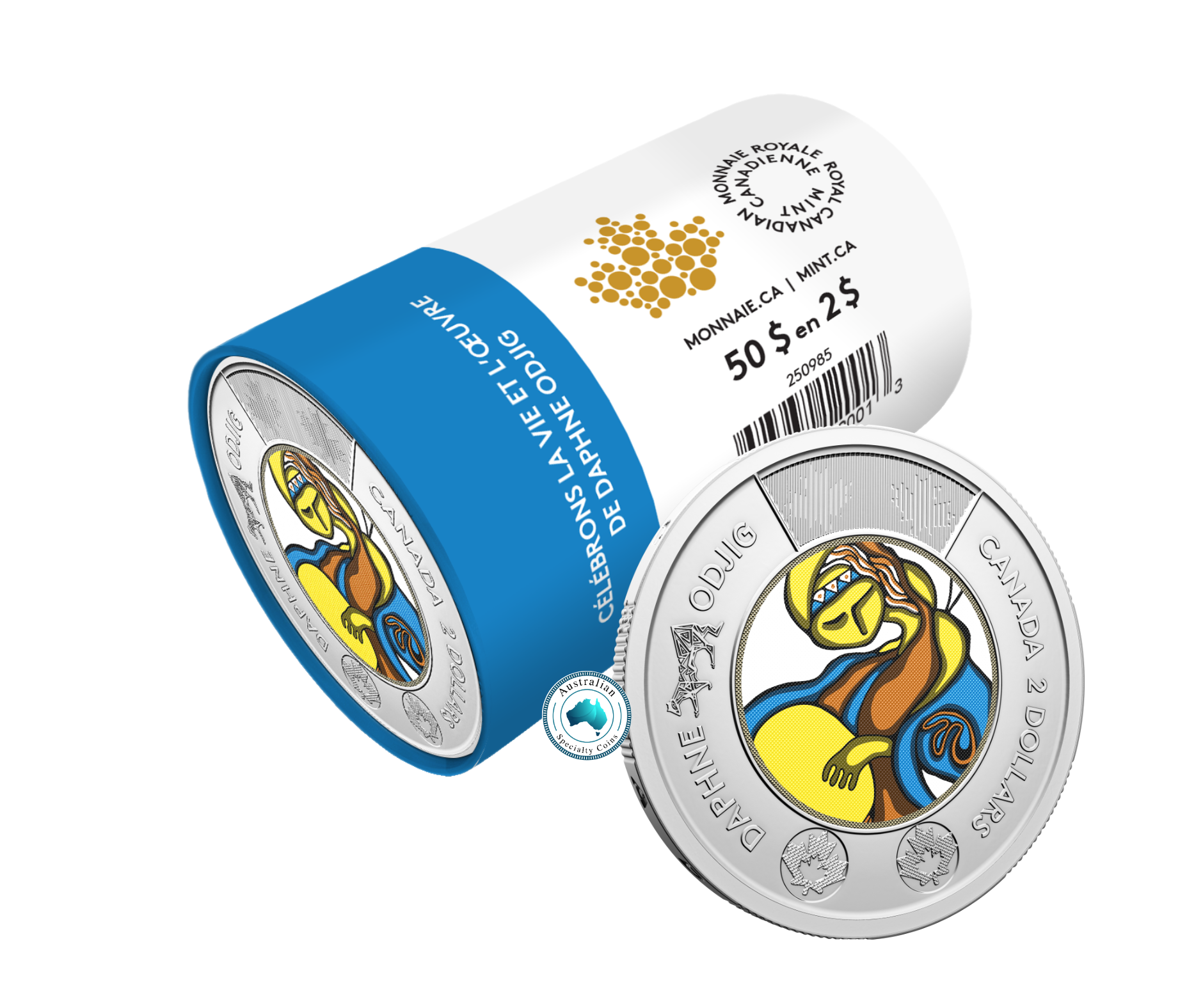 2025 Celebrating the Life and Art of Daphne Odjig $2 Coloured Coin Roll Special Wrap