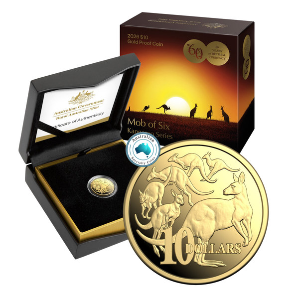 2026 Kangaroo Series - Mob Of Six Roos 1/10oz Gold Proof Coin