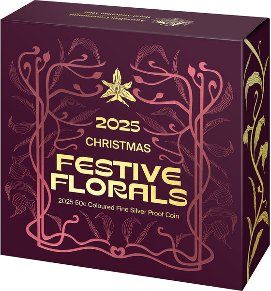 2025 Christmas Decoration 'Festive Florals' 50c Silver Proof Coin