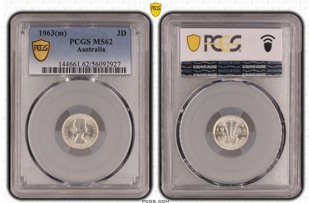 1963-M Australian Threepence PCGS Grade: MS62