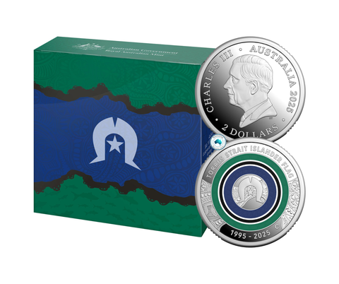 2025 The Torres Strait Islander Flag 30th Anniversary $2  'C' Mintmark Coloured Silver Proof Coin