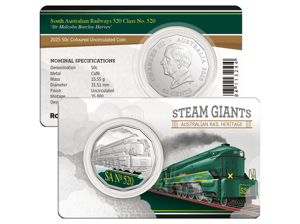 2025 Steam Giants Seven-Coin 50c Coloured Uncirculated Collection
