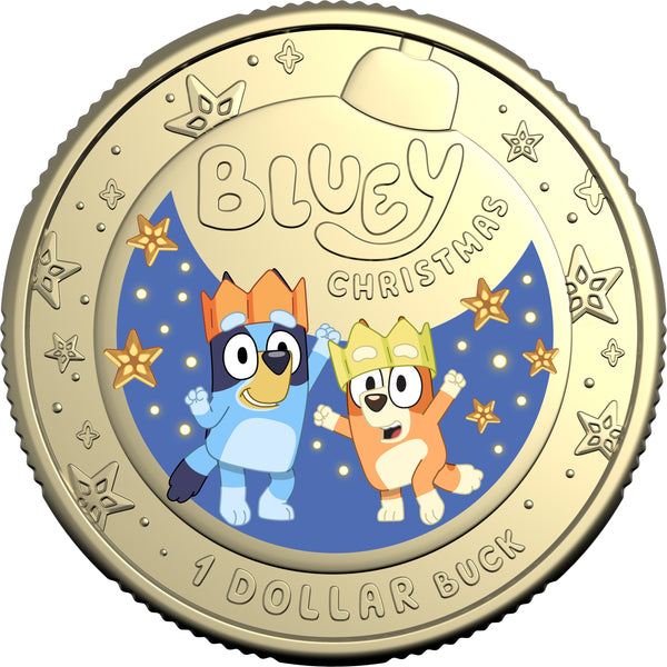 2025 Bluey Christmas $1 Coloured Decoration Coin